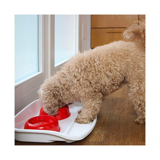 Ferplast Plastic Bowl Food for Dog & Cat with Base 2x 600ml in Red Color