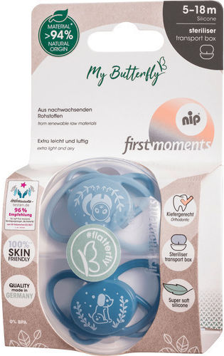 Nip Orthodontic Pacifiers Silicone Night Blue for 5-18 months 2pcs