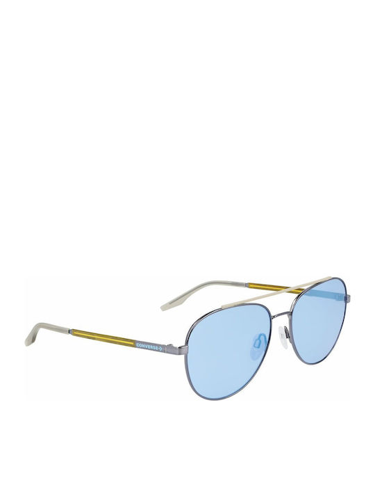 Converse Men's Sunglasses with Silver Metal Frame and Light Blue Lens CV100S
