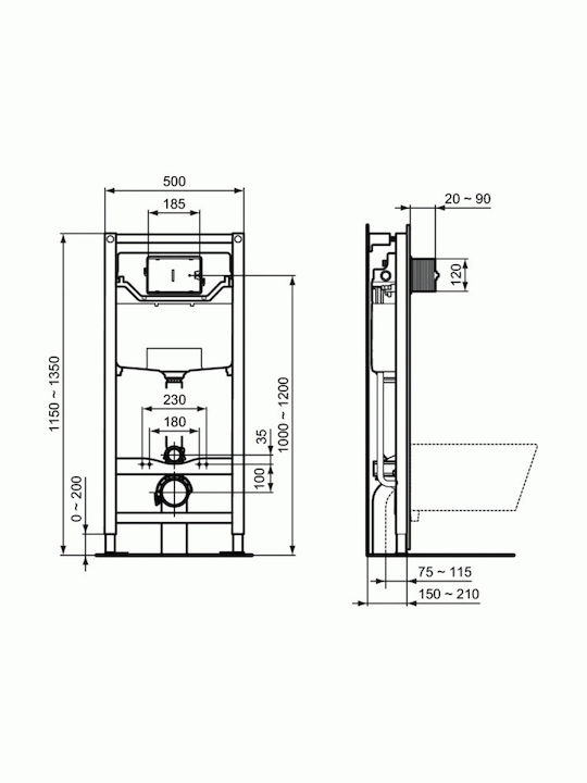 Ideal Standard Tesi II Aquablade Wall-Mounted Toilet and Flush White
