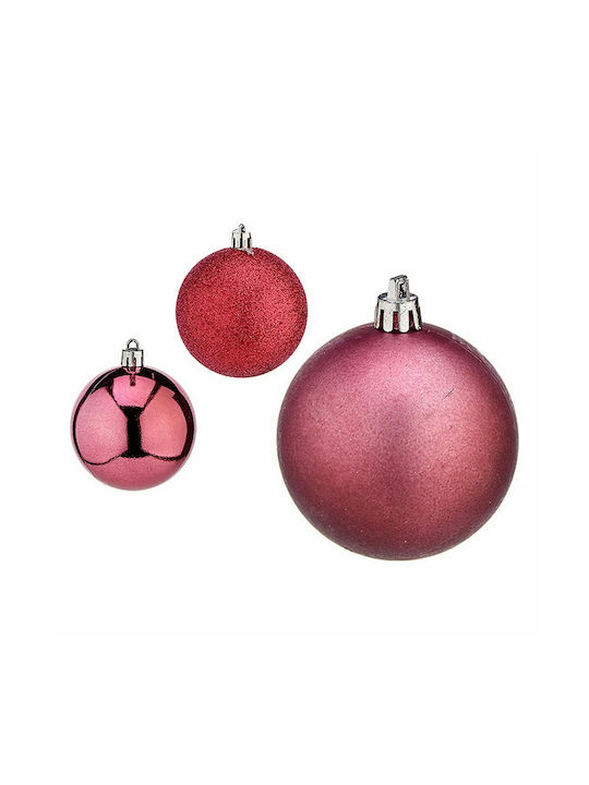 Krist+ Christmas Plastic Set Ornaments Pink 7x6cm 12pcs