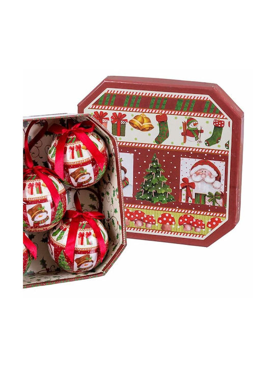 BigBuy Weihnachtshänger Kugel Ornament Papier Bunt 7.5cm Set 5Stück