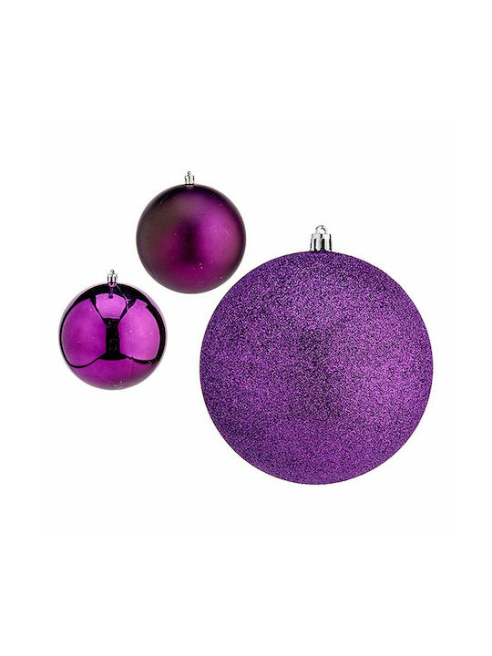 Krist+ Christmas Plastic Set Ornaments Purple 6cm 6pcs