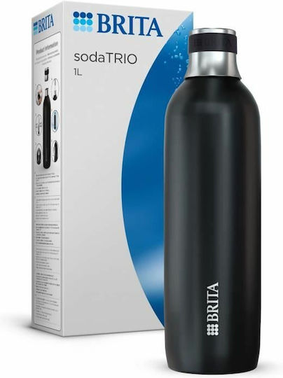 Brita Sodatrio Μπουκάλι Νερού Γυάλινο με Βιδωτό Καπάκι Μαύρο 1000ml