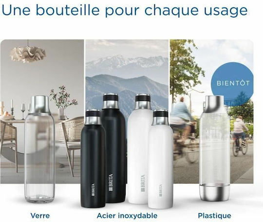 Brita Sodatrio Бутилка За Вода Стъклена С Винтов Капак Черна 1000ml