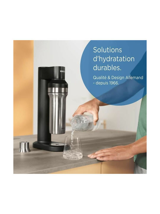 Brita Sodatrio Бутилка За Вода Стъклена С Винтов Капак Черна 1000ml