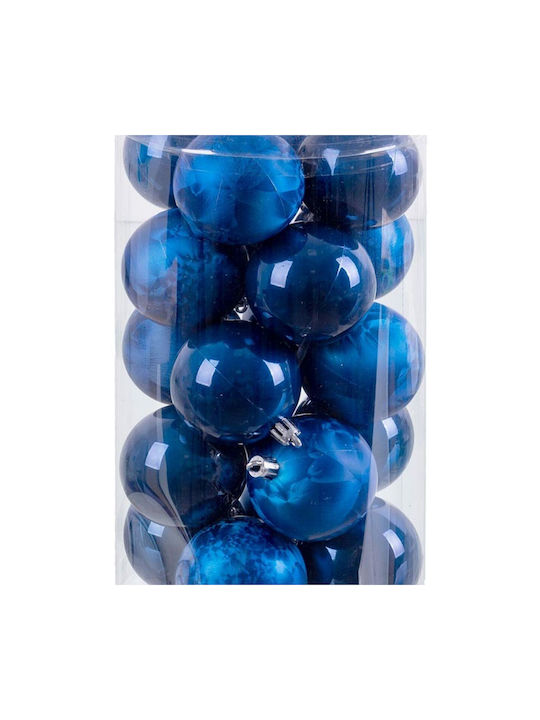 BigBuy Christmas Plastic Ball Ornament Blue 6cm 20pcs