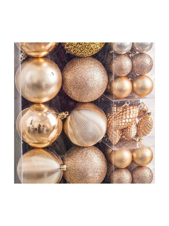 BigBuy Christmas Ball Ornament Gold 50pcs