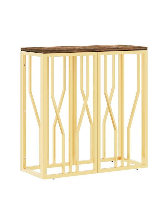 Solid Wood Console Table Gold L70xW30xH70cm