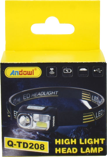 Andowl Επαναφορτιζόμενος Φακός Κεφαλής LED με Μέγιστη Φωτεινότητα 400lm