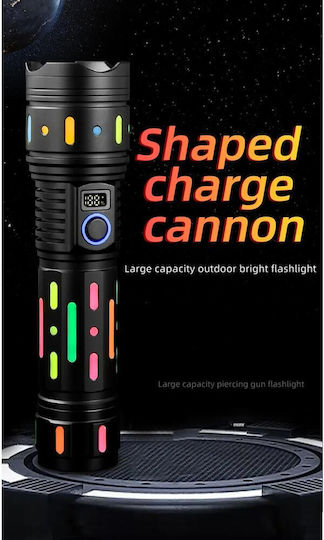 Rechargeable Flashlight LED with Maximum Brightness 4000lm Black