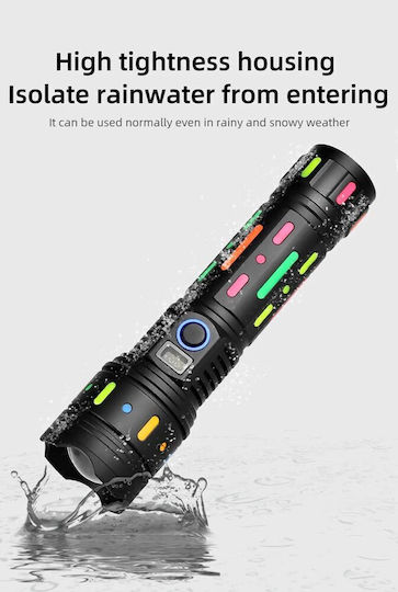 Rechargeable Flashlight LED with Maximum Brightness 4000lm Black
