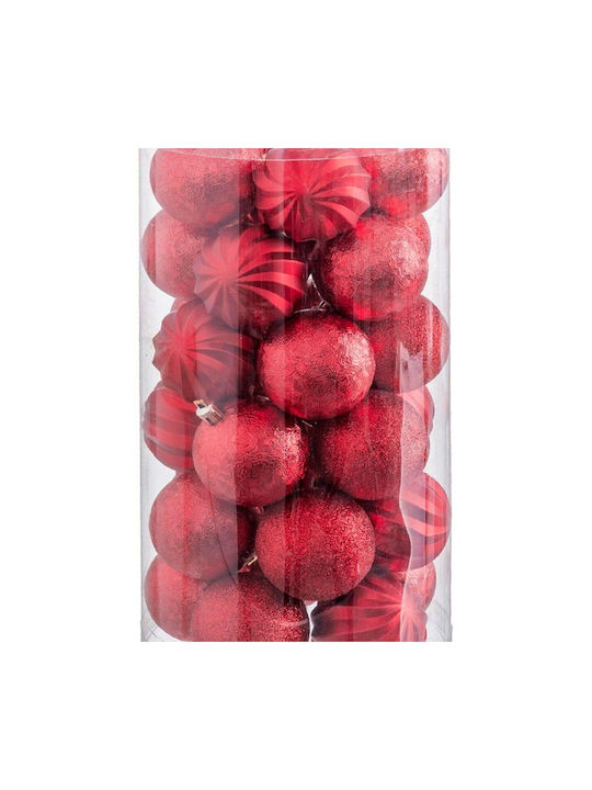 BigBuy Christmas Plastic Ball Ornament Red 6cm 30pcs