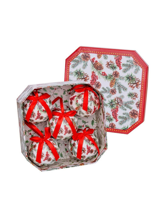 BigBuy Weihnachtshänger Kugel Ornament Papier Bunt 7.5cm Set 5Stück S8803771