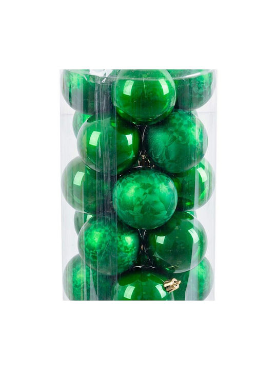 BigBuy Christmas Plastic Ball Ornament Green 6cm 20pcs