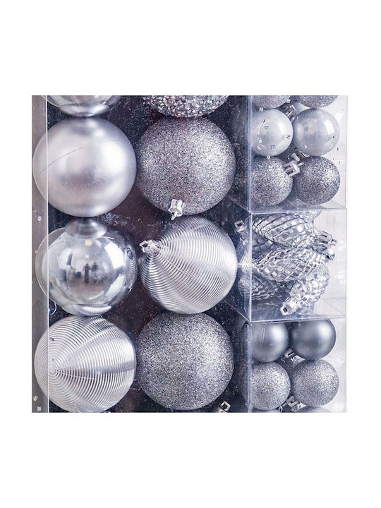 BigBuy Christmas Ball Ornament Silver 50pcs