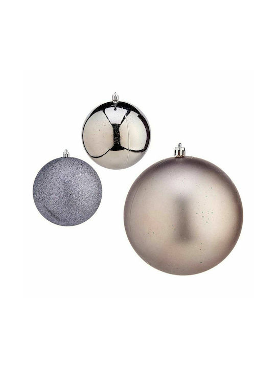 Krist+ Christmas Plastic Set Ornaments Silver 6cm 6pcs