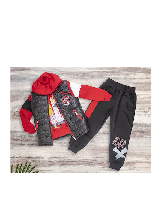 Babydom Kids Sweatpants Set Red 2pcs