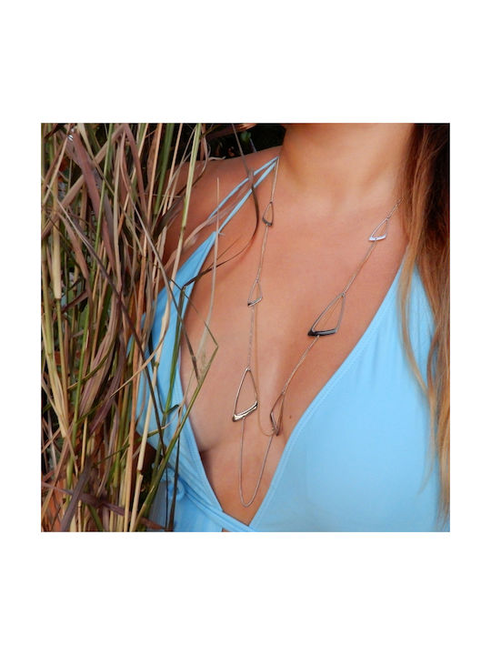 Silver Line Necklace Double Geometric from Gold Plated Steel