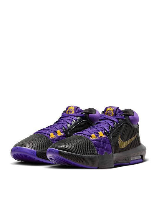 LeBron Witness 8 Ψηλά Μπασκετικά Παπούτσια Μαύρο / Field Purple / University Gold