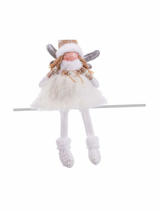 BigBuy Christmas Fabric Figure Cherub White Height 49cm