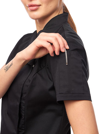 strongAnt Σακάκι Σεφ 100% Microfiber Γυναικείο Μαύρο με Μακρύ Μανίκι