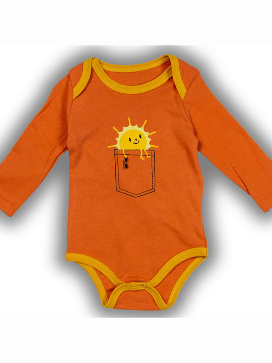 Babydom Set Bebeluș Body Mânecă lungă cu Pantaloni PORTOOKALI