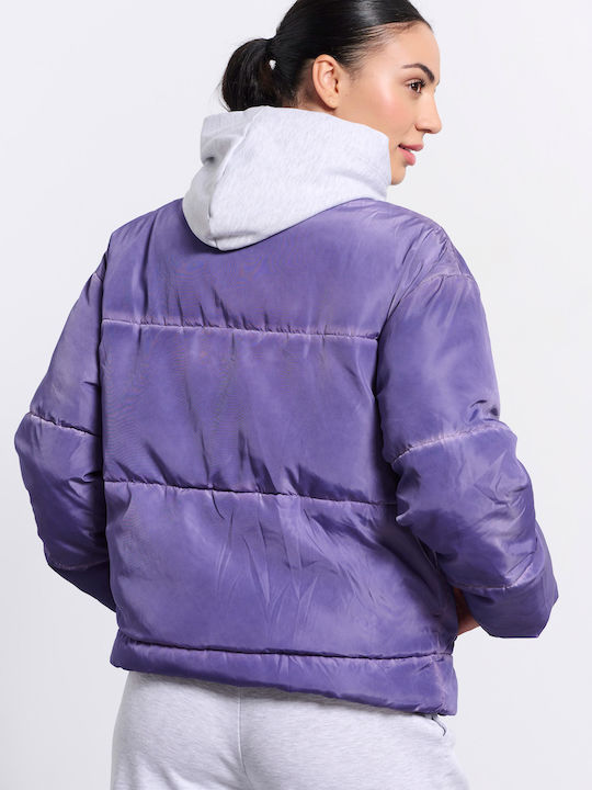 BodyTalk Women's Short Puffer Jacket for Winter Purple