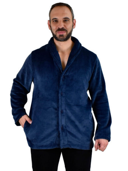 Relax Anatomic Men's Winter Fleece Pajama Robe Blue