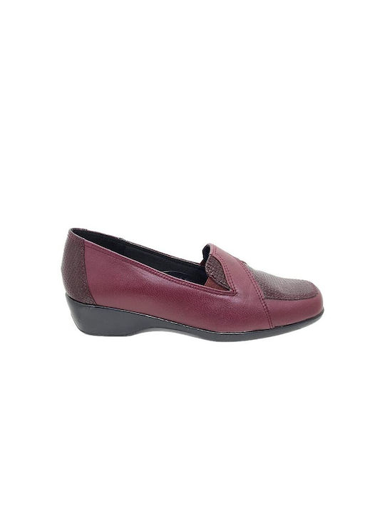 Leon Leather Women's Moccasins in Burgundy Color