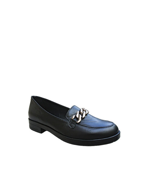 Pyramis Leather Women's Loafers in Black Color