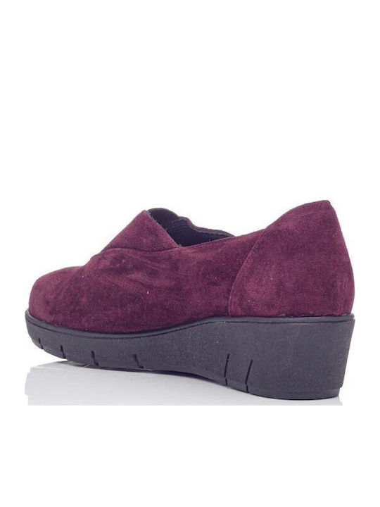 Damen Mokassins in Burgundisch Farbe