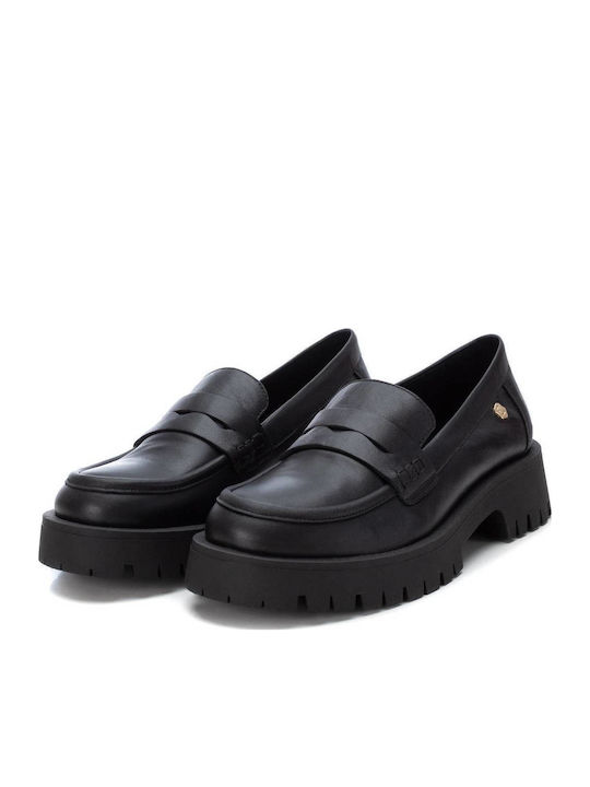 Leather Women's Moccasins in Black Color