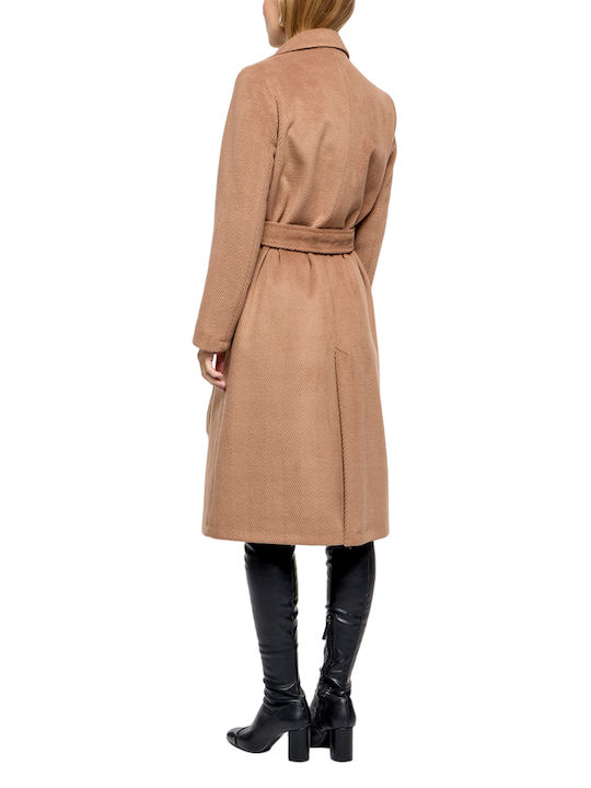 Passager Women's Midi Coat with Belt Camel