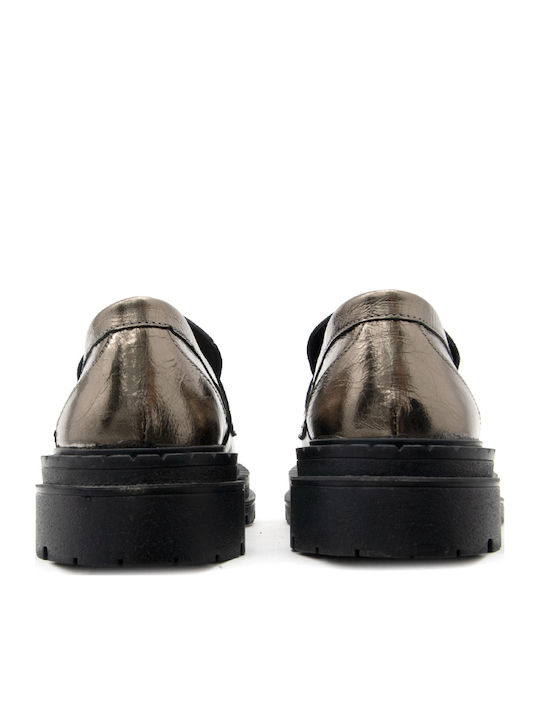 Leder Damen Mokassins Bronze
