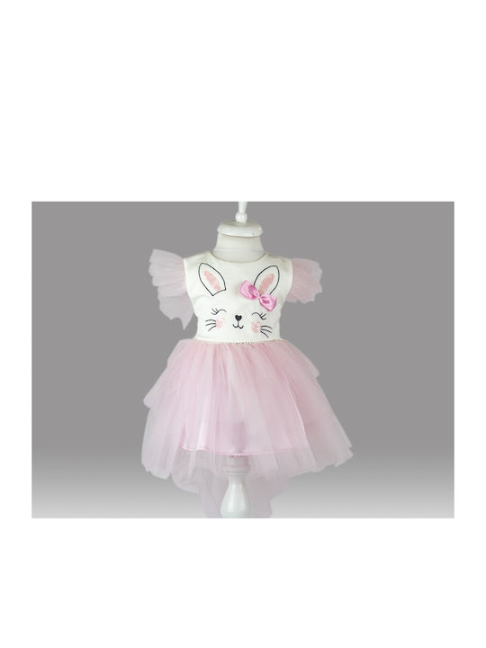 Babydom Kids Dress Tulle Polka Dot Sleeveless Pink