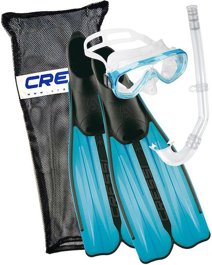 CressiSub Flippers Swimming Rondinella Long with Mask & Snorkel Aquamarine