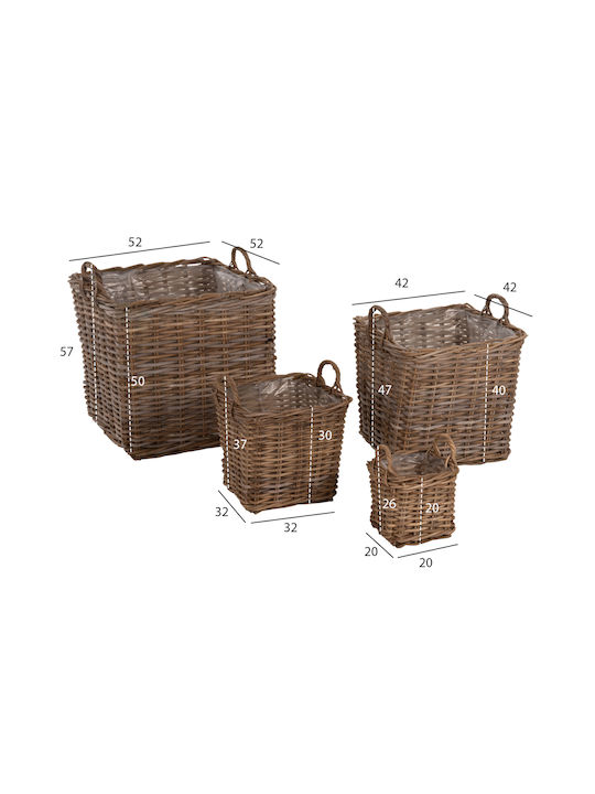 Rattan Decorative Baskets Set 4pcs HomeMarkt