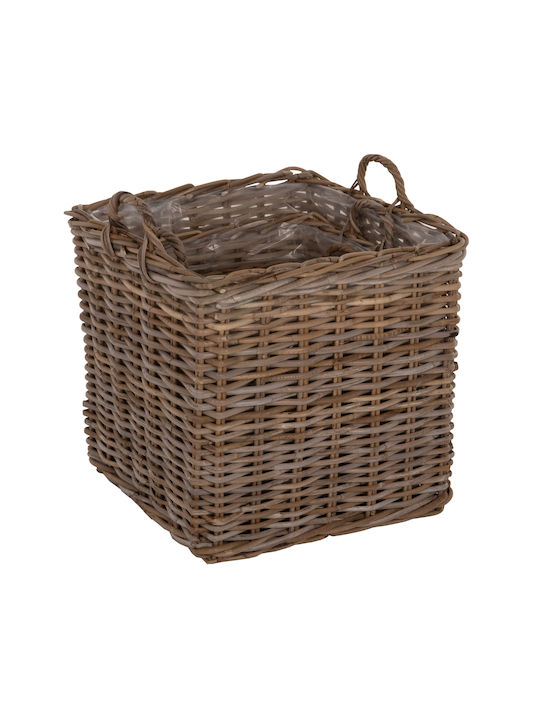 HomeMarkt Σετ Διακοσμητικά Καλάθια Rattan με Χερούλια Καφέ 4τμχ
