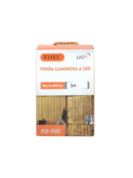 300 Λαμπάκια LED 3μ. x 300εκ. Θερμό Λευκό τύπου Κουρτίνα