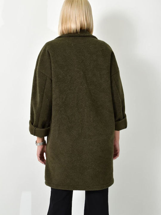 Women's Khaki Coat with Buttons
