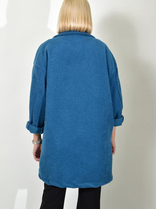 Damen BLUE Mantel mit Knöpfen