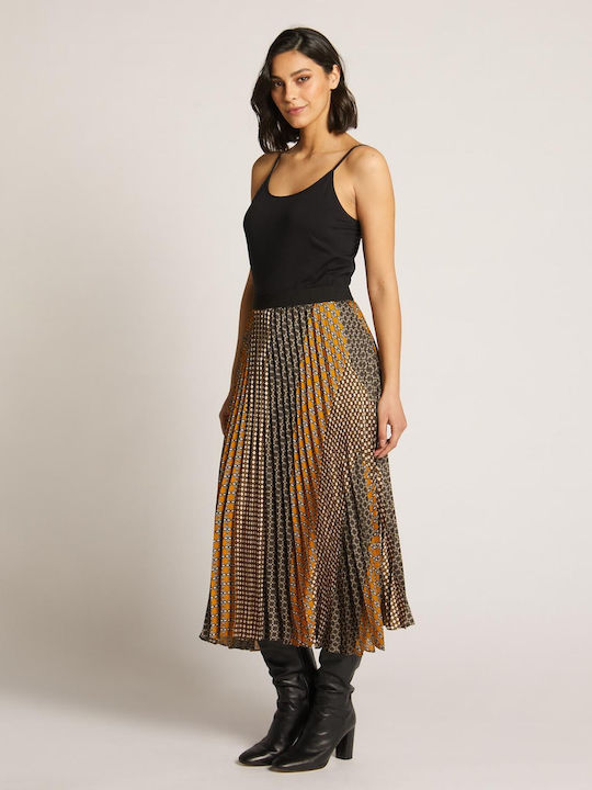 Elena Miro Pleated High Waist Midi Skirt