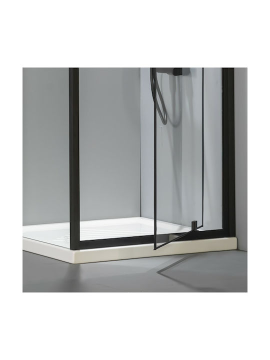Devon Flow Pivot Καμπίνα Ντουζιέρας με Ανοιγόμενη Πόρτα 84-87x195cm Clean Glass Black Matt