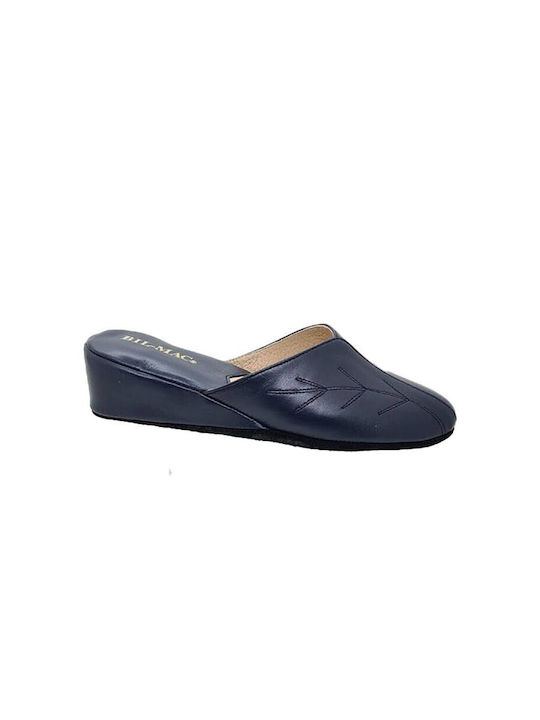 Bil-Mac Anatomical Leather Women's Slippers in Blue color