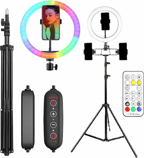 Apexel ZD67D RGB Ring Light 30cm 2700 - 7000K με Τρίποδο Δαπέδου και Βάση για Κινητό