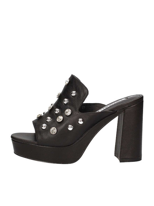 Emanuelle Vee Chunky Heel Mules Black