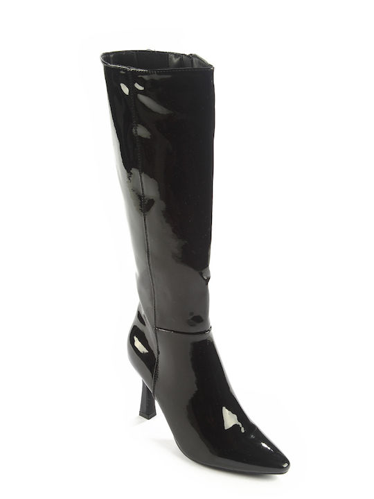 Fshoes Damenstiefel aus Lackleder Schwarz