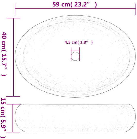 vidaXL Countertop Sink Ceramic 59x40x15cm Colorful