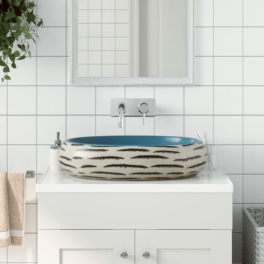 vidaXL Countertop Sink Ceramic 59x40x15cm Colorful